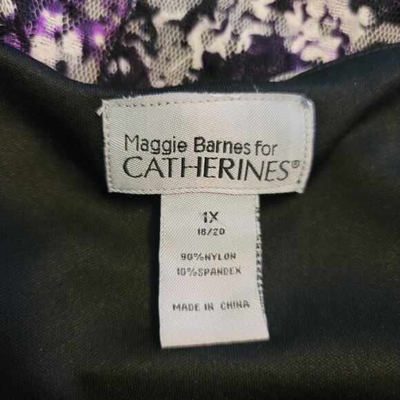 Maggie Barnes for Catherines Black/White/Purple Business Work Vacation Dress 1X - Picture 4 of 4